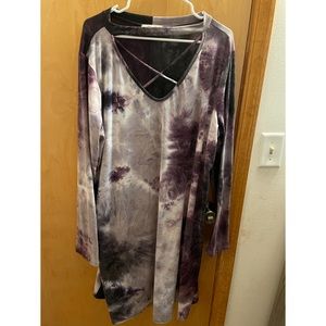 Haptics Women’s Long Sleeve Purple/White Dress 3XL